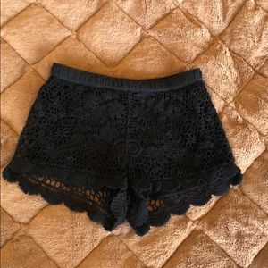 Black lace lined shorts